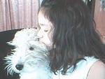 My daughter and Carino(the dog).