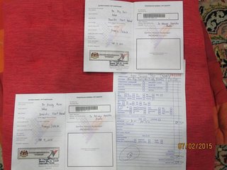 Vet receipts for microchipping Mr Fiesty Meow and his brother (RM25 each)